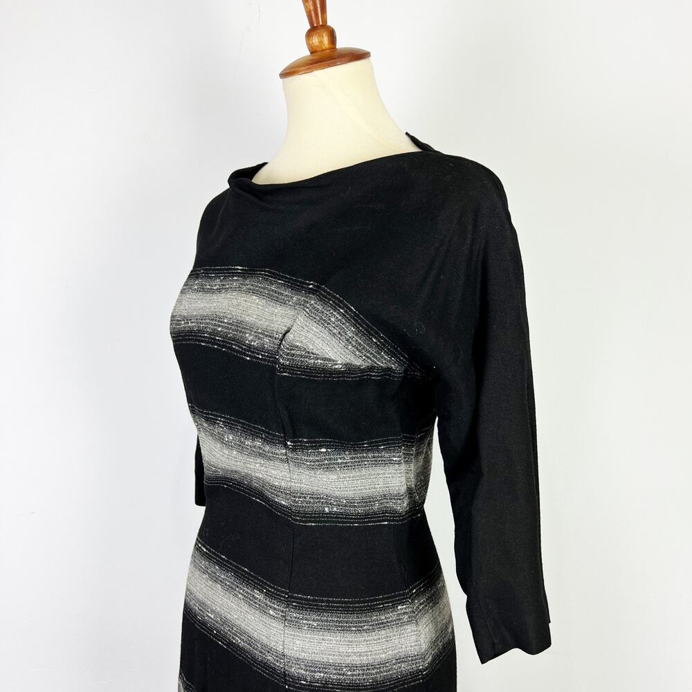 Vintage Frank Tisch Mr. T black and grey midi wiggle dress 40s 50s Size XS